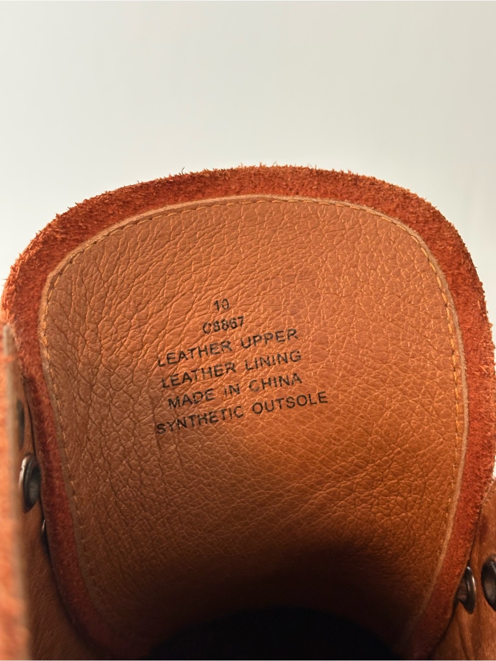 J. Crew Men's Burnt Orange Leather Moc Toe Lace-Up Boot 10 - Picture 6 of 6